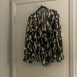 Black and White Abstract Blouse